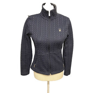 Spyder Jacket Size S Blue Cable Knit Textured Sweater Active Outdoors Womens